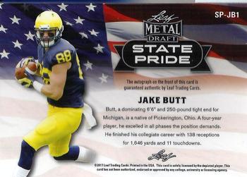 2017 Leaf Metal Draft - State Pride Autographs Silver #SP-JB1 Jake Butt Back