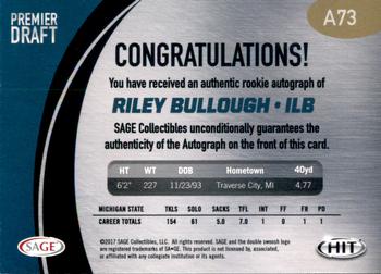 2017 SAGE HIT - Autographs #A73 Riley Bullough Back