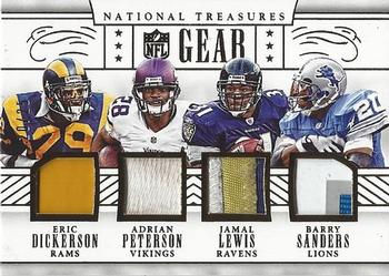 2016 Panini National Treasures - NFL Gear Quads Prime #17 Eric Dickerson / Adrian Peterson / Jamal Lewis / Barry Sanders Front
