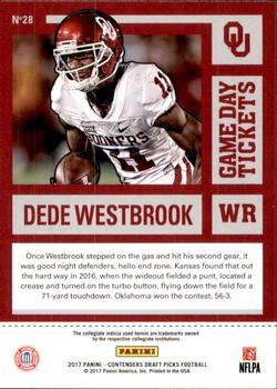 2017 Panini Contenders Draft Picks - Game Day Tickets #28 Dede Westbrook Back