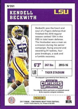 2017 Panini Contenders Draft Picks - Red Foil #261 Kendell Beckwith Back