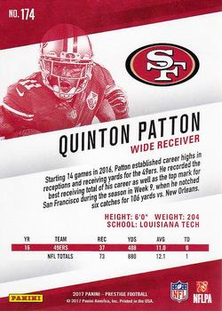 2017 Panini Prestige #174 Quinton Patton Back