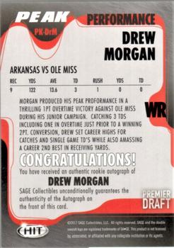2017 SAGE HIT - Peak Performance Autographs #PK-DrW Drew Morgan Back