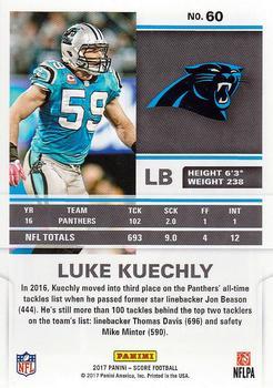 2017 Score - Red Zone #60 Luke Kuechly Back