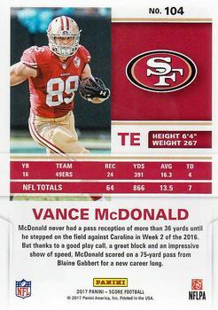 2017 Score - Red Zone #104 Vance McDonald Back