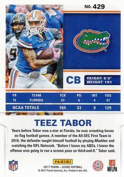2017 Score - Red Zone #429 Teez Tabor Back