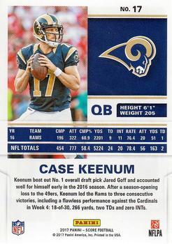 2017 Score - Scorecard #17 Case Keenum Back