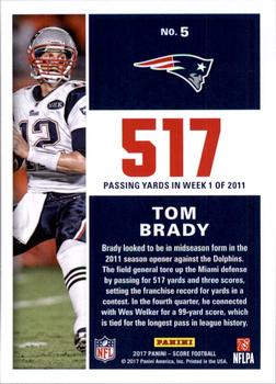 2017 Score - Standout Numbers #5 Tom Brady Back