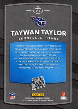 2017 Donruss #315 Taywan Taylor Back