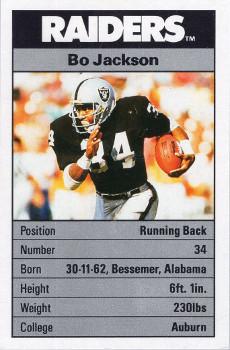 1988 Ace Fact Pack Los Angeles Raiders #11 Bo Jackson Front