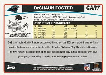 2006 Topps Carolina Panthers #CAR7 DeShaun Foster Back