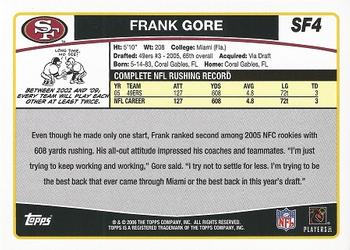 2006 Topps San Francisco 49ers #SF4 Frank Gore Back