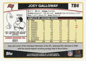 2006 Topps Tampa Bay Buccaneers #TB6 Joey Galloway Back