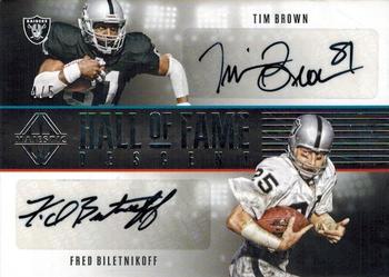 2017 Panini Majestic - Hall of Fame Descent Quad Signatures #HA-OR Fred Biletnikoff / Howie Long / Ted Hendricks / Tim Brown Front