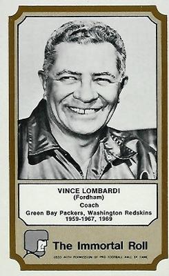 1974 Fleer Football Patches - Immortal Roll #NNO Vince Lombardi Front