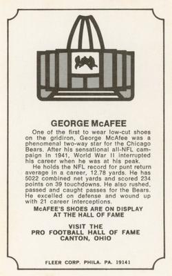 1974 Fleer Football Patches - Immortal Roll #NNO George McAfee Back