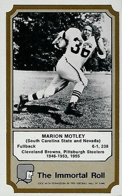 1974 Fleer Football Patches - Immortal Roll #NNO Marion Motley Front