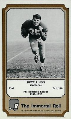 1974 Fleer Football Patches - Immortal Roll #NNO Pete Pihos Front