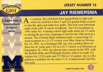 2002 TK Legacy Michigan Wolverines #L201 Jay Riemersma Back