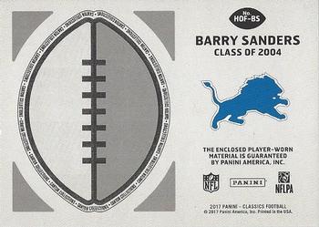 2017 Panini Classics - Canton Collections Swatches Prime #HOF-BS Barry Sanders Back
