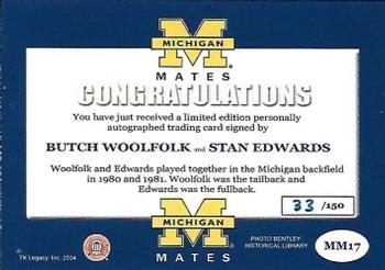 2002 TK Legacy Michigan Wolverines - Mates Autographs #MM17 Butch Woolfolk / Stan Edwards Back