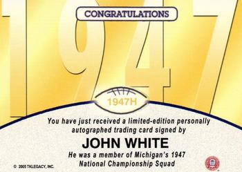 2002 TK Legacy Michigan Wolverines - National Champions Autographs #1947H J.T. White Back
