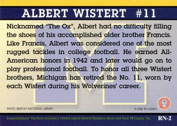 2002 TK Legacy Michigan Wolverines - Retired Numbers #RN2 Albert Wistert Back