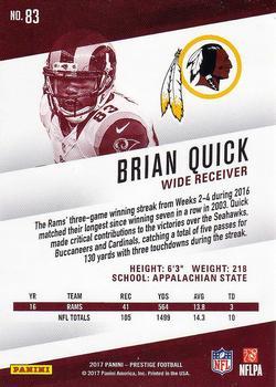 2017 Panini Prestige - Xtra Points Red #83 Brian Quick Back