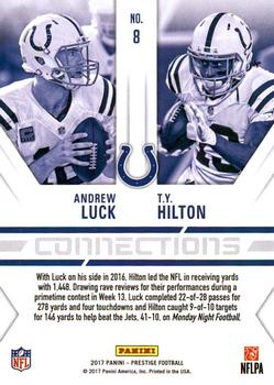 2017 Panini Prestige - Connections #8 Andrew Luck / T.Y. Hilton Back