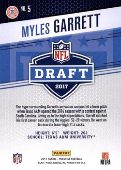 2017 Panini Prestige - Draft Big Board #5 Myles Garrett Back