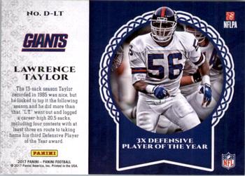 2017 Panini - Decorated #D-LT Lawrence Taylor Back