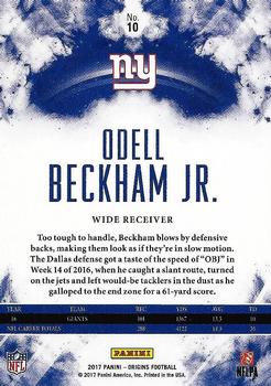 2017 Panini Origins #10 Odell Beckham Jr. Back