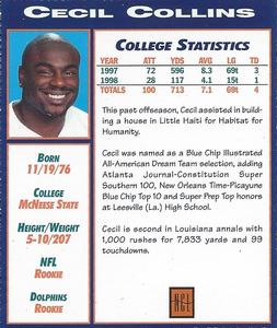 1999 Norwegian Cruise Line Miami Dolphins #NNO Cecil Collins Back