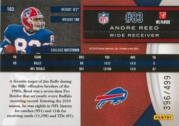 2010 Panini Limited #103 Andre Reed  Back