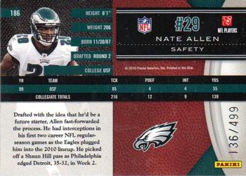 2010 Panini Limited #186 Nate Allen  Back