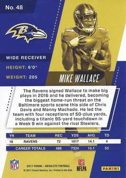2017 Panini Absolute #48 Mike Wallace Back