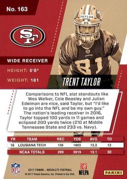 2017 Panini Absolute #163 Trent Taylor Back