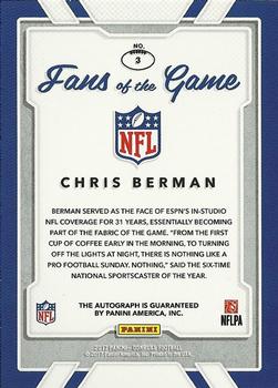 2017 Donruss - Fans of the Game Autographs #3 Chris Berman Back
