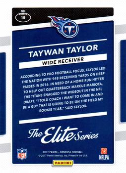 2017 Donruss - The Elite Series Rookies #19 Taywan Taylor Back