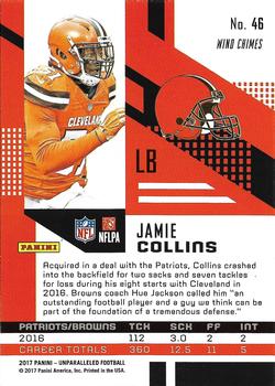 2017 Panini Unparalleled - Lime Green #46 Jamie Collins Back