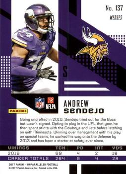 2017 Panini Unparalleled - Pink #137 Andrew Sendejo Back