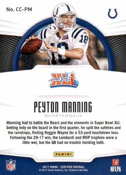 2017 Panini Certified - Certified Champions #CC-PM Peyton Manning Back