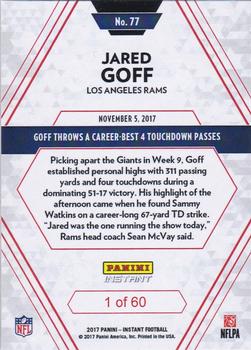2017 Panini Instant NFL #77 Jared Goff Back