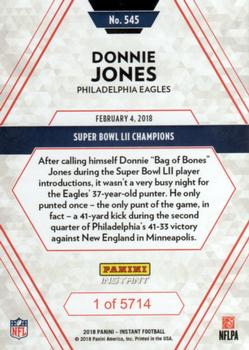 2017 Panini Instant NFL #545 Donnie Jones Back