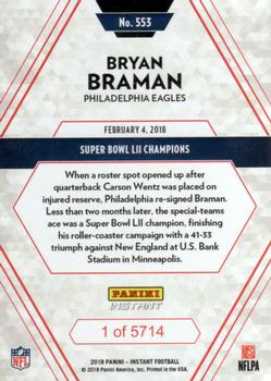 2017 Panini Instant NFL #553 Bryan Braman Back