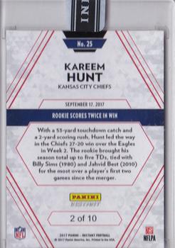 2017 Panini Instant NFL - Green #25 Kareem Hunt Back