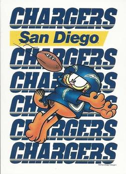 1990 Argus Garfield NFL Team Schedule Cards #NNO San Diego Chargers Front