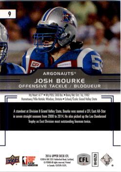 2016 Upper Deck CFL #9 Josh Bourke Back