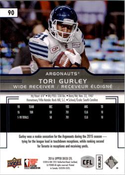 2016 Upper Deck CFL #90 Tori Gurley Back