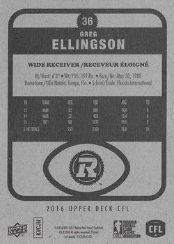 2016 Upper Deck CFL - O-Pee-Chee #36 Greg Ellingson Back